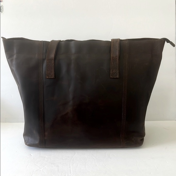 Love & Accompany Handbags - Love & Accompany Unisex Distressed Dark Brown Leather Tote Shoulder Handbag NEW